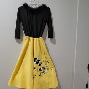 Source Unknown Black and Yellow Rock & Roll Dress